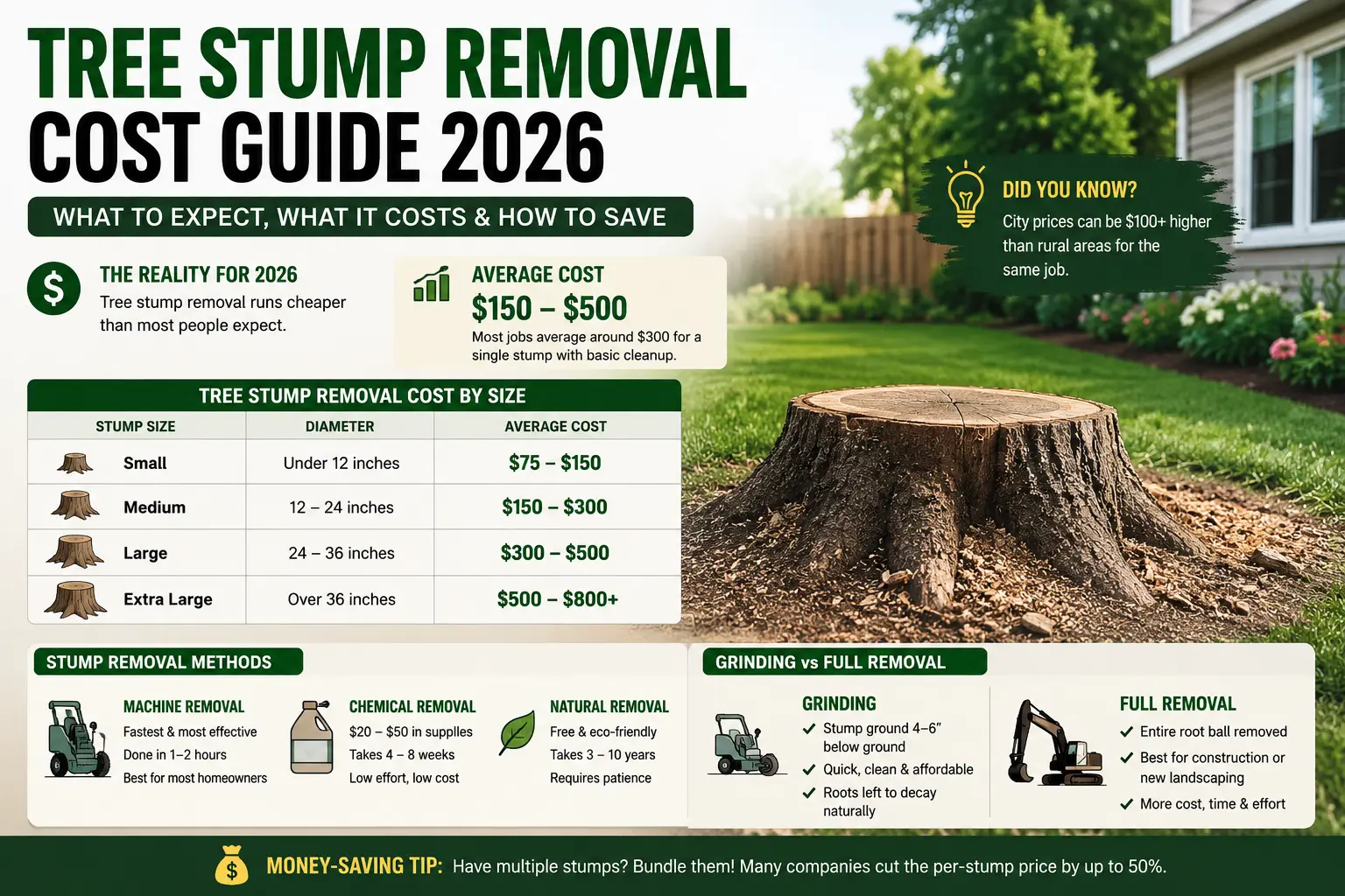 How Much Does Tree Stump Removal Cost in 2026?